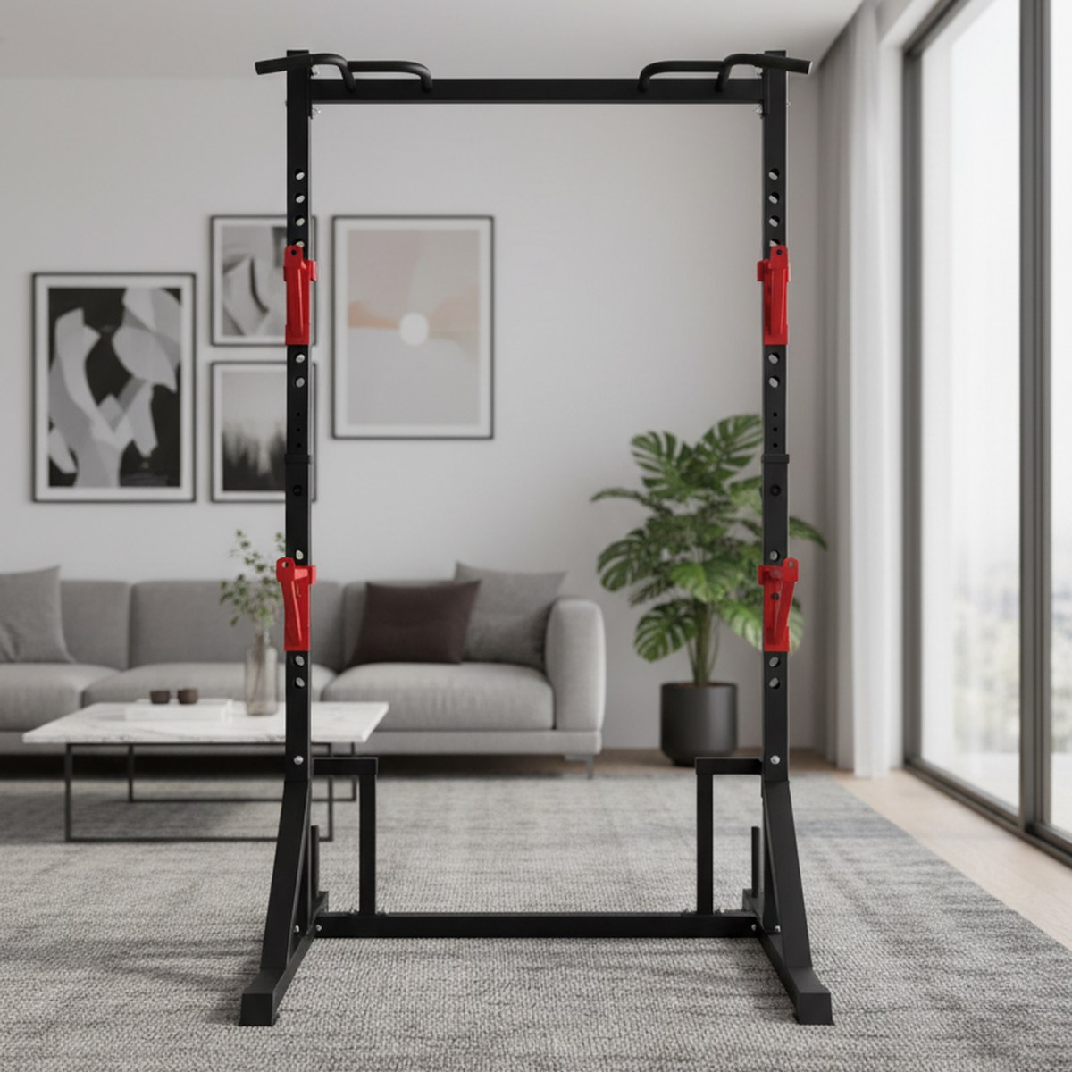 Home Gym Equipment - แร็คปรับระดับได้พร้อมบาร์ดึงข้อ สำหรับออกกำลังกายที่บ้าน แท่นสควอท อุปกรณ์ฟิตเนสสำหรับงานหนัก