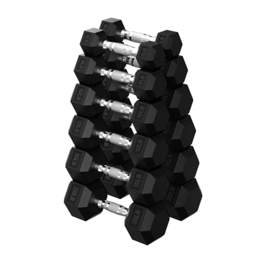 Hex Dumbbell Set - ดัมเบลหกเหลี่ยม 45-480 ปอนด์ ชุดดัมเบลหุ้มยางสำหรับออกกำลังกาย ฟิตเนส ดัมเบลสำหรับยิมที่บ้าน