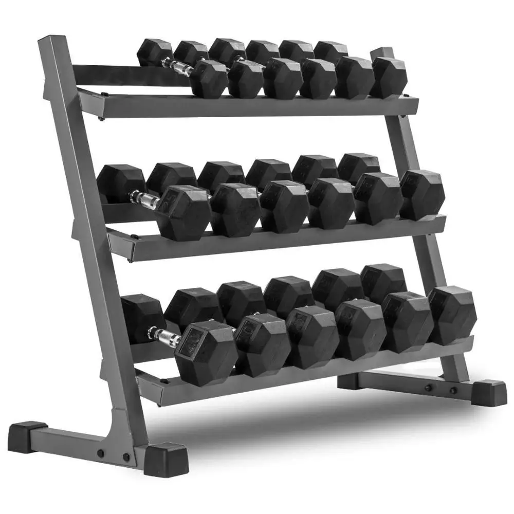 Hex Dumbbell Set - ดัมเบลหุ้มยางรูปหกเหลี่ยมแบบใหม่พร้อมด้ามจับตรง ทนทาน อุปกรณ์กีฬา ดัมเบลหกเหลี่ยม