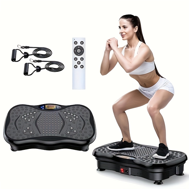 Home Gym Full Setup - เครื่องออกกำลังกายพร้อมแถบต้านทาน แท่นสั่นสะเทือนขนาดกะทัดรัดสำหรับการออกกำลังกายทั่วร่างกาย ใช้ได้ทั้งที่บ้านและที่ทำงาน ใช้พลังงานจาก USB ไม่ต้องใช้แบตเตอรี่