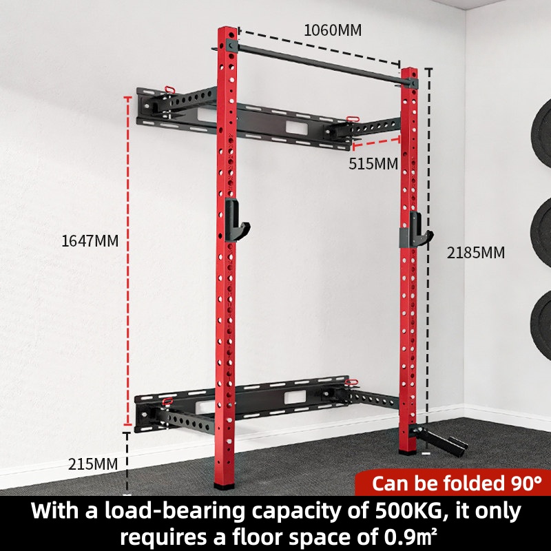 Home Gym Half Rack - อุปกรณ์ออกกำลังกายแบบติดผนังพับได้ ปรับระดับได้ สำหรับสควอทครึ่งตัว ดีไซน์หลายจุดจับ เหมาะสำหรับยิมที่บ้าน เสริมสร้างความแข็งแรง