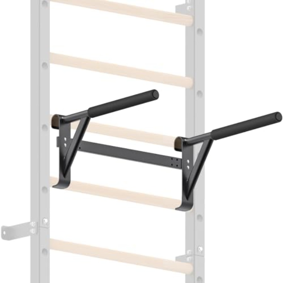 Home Gym Pull Up Bar - บาร์โหนติดผนังสำหรับยิมนาสติก 2x2 แบบสวีเดน พร้อมที่จับไม้เนื้อแข็ง 1 รู
