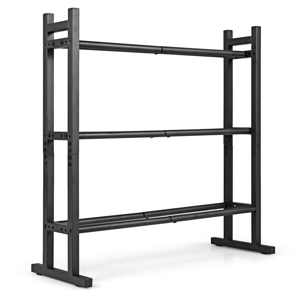 Home Gym Equipment - ชั้นวางดัมเบล 3 ชั้นแบบ Heavy Duty, ชั้นวางเก็บน้ำหนักเหล็กเคลือบผงพร้อมความจุ