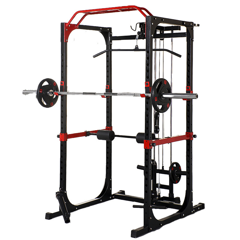 Home Gym Pull Up Bar - แร็คพาวเวอร์เคจสำหรับออกกำลังกายแบบมัลติฟังก์ชั่น พร้อมบาร์ดึงข้อแบบหลายจุด ปรับระดับความสูงได้ พร้อมราวจับนิรภัย สำหรับการฝึกความแข็งแรงในยิมที่บ้าน 1