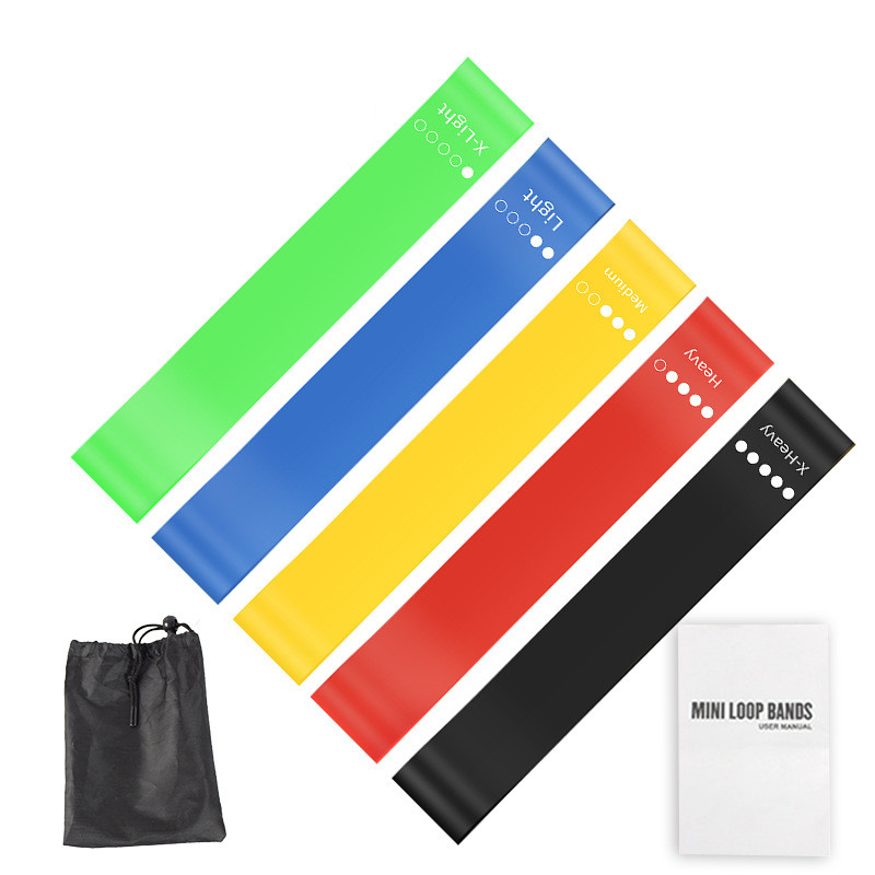Home Gym Manual - ชุดยางยืดออกกำลังกาย TPE 5 ชิ้น พร้อมกระเป๋าเก็บและคู่มือการใช้งาน ยางยืดออกกำลังกายสำหรับโยคะ