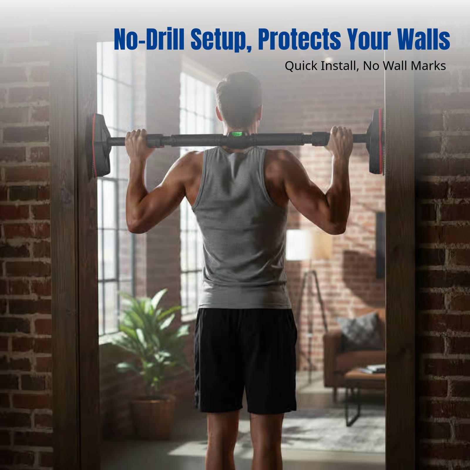 Home Gym Pull Up Bar - บาร์ดึงข้อแบบติดตั้งกับกรอบประตู แข็งแรงทนทาน ผลิตจากเหล็กคาร์บอน พร้อมระบบล็อก 5 ระดับ