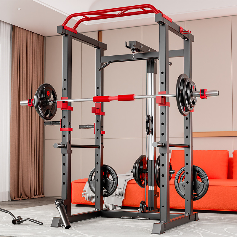 Home Gym Half Rack - เครื่องออกกำลังกายแบบมัลติฟังก์ชั่น โฮมสควอทแร็ค โครงเหล็กสำหรับบาร์เบลล์ บาร์ฟิตเนส เบาะสำหรับยกน้ำหนัก ครบวงจรในเครื่องเดียว