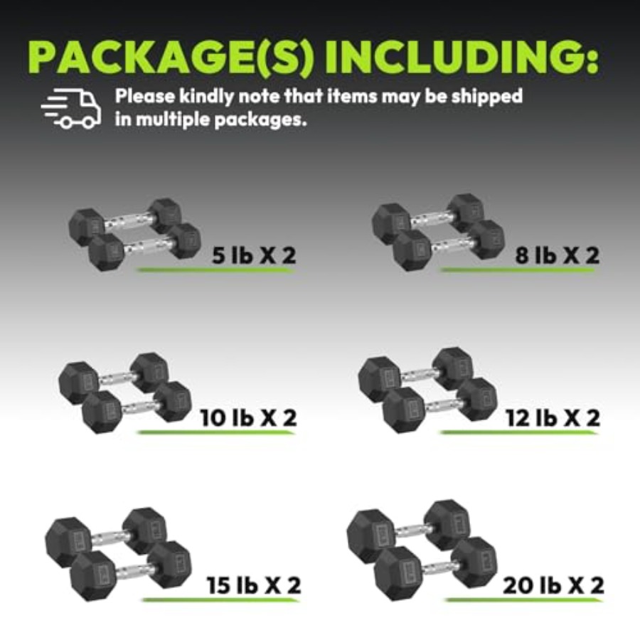 ดัมเบลหกเหลี่ยม 45-480 ปอนด์ ช - Hex Dumbbell Set บทวิจารณ์และราคา