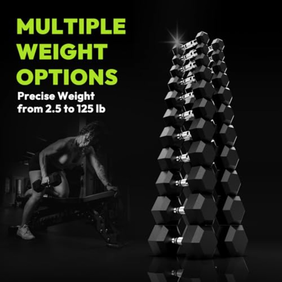 ดัมเบลหกเหลี่ยม 45-480 ปอนด์ ช - Hex Dumbbell Set บทวิจารณ์และราคา
