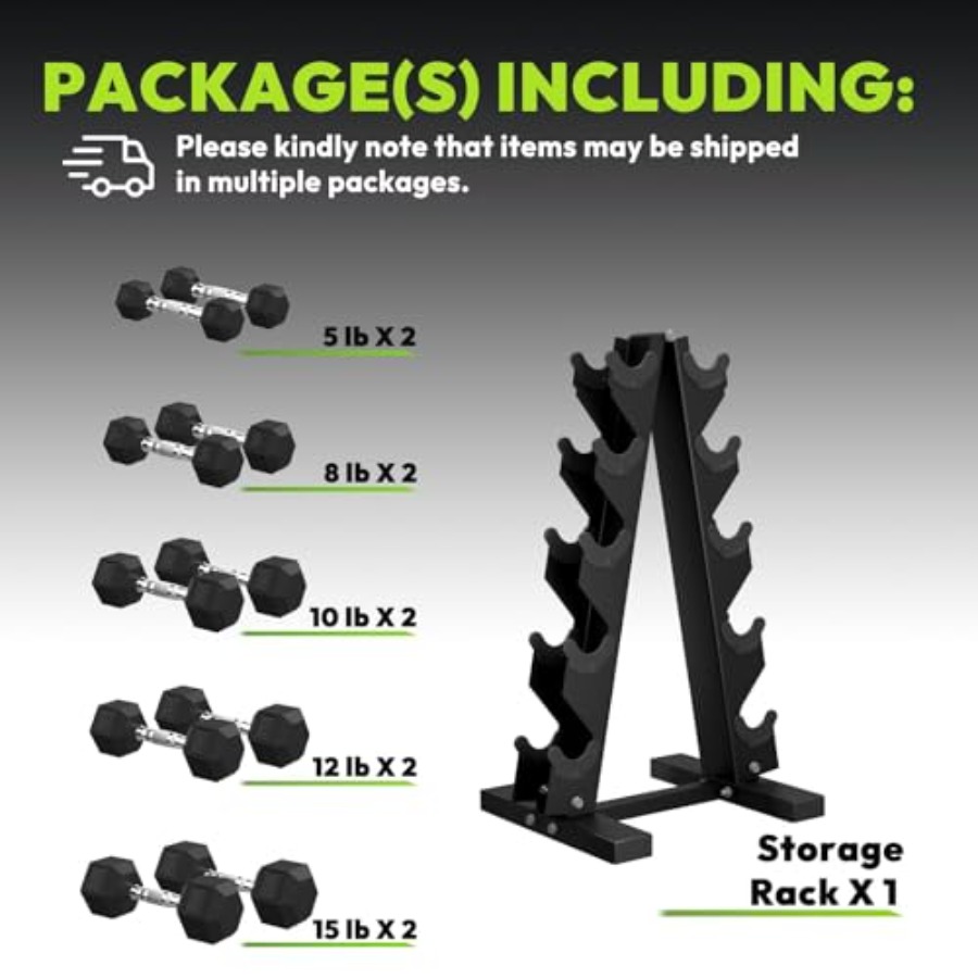 ชุดดัมเบลหุ้มยางรูปหกเหลี่ยม พ - Hex Dumbbell Set บทวิจารณ์และราคา