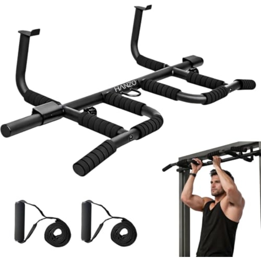 ชุดบาร์โหนติดประตูพร้อมสายรัดแ - Home Gym Pull Up Bar บทวิจารณ์และราคา