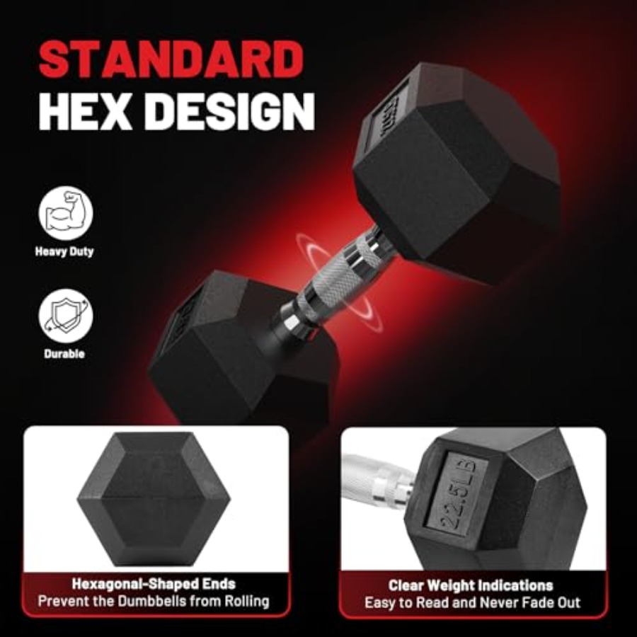 ชุดดัมเบล HEX 2.5-125 ปอนด์ หุ - Hex Dumbbell Set บทวิจารณ์และราคา